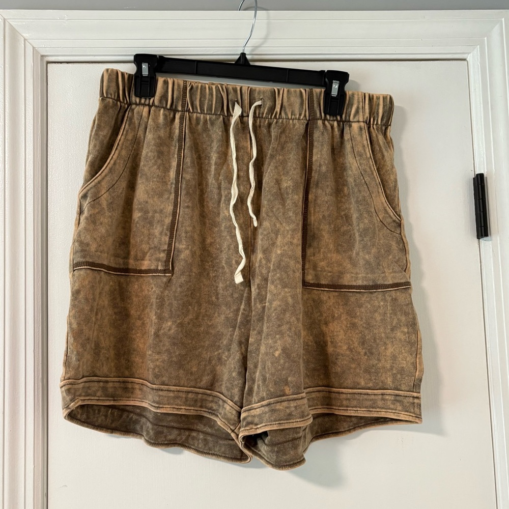 Zenana Outfitters Tan Drawstring Shorts